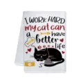 Toalla de cocina con estampado de gato creativo, paño absorbente lindo diseño de mascota para hogar - 40x60cm / Estilo D