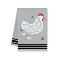 Boerderij kip print keuken vaatdoek, grijs katoenen theedoek met schattig dierenontwerp. - Letter E