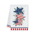 Patriottische Amerikaanse vlag keukenhanddoek met sterren en bloemen print voor feestdagen. - Stijl P