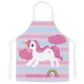 Bonito delantal estampado con un tierno unicornio y rayas rosas para cocinar en el hogar. - Estilo C