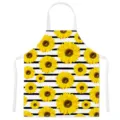 Nahaufnahme Detail der süßen Sonnenblumen Druck Küchenschürze mit schwarz weißen Streifen. - Einheitsgröße / Buchstabe B