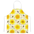 Cute sunflower bee printed apron, yellow checkered kitchen cooking baking sleeveless workwear. - Letter H