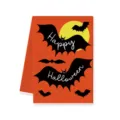 Halloween kitchen dish towel with cute bat pattern, orange absorbent tea cleaning towel. - 40x60cm / Style C