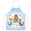 Cute Mermaid Printed Kitchen Apron Anti-Stain Sleeveless Cooking Bib for Home Household - Style E