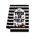 Halloween Küchentuch mit gruseligem Schloss-Text und klassischem Streifenmuster. - 40x60cm / Stil B