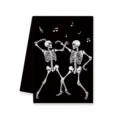 Strofinaccio da cucina Halloween scheletro con motivo danzante divertente, asciugamano festivo nero. - 40x60cm / Lettera C