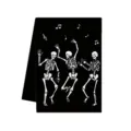 Strofinaccio cucina scheletro Halloween cotone nero panno pulizia ossa danzanti spaventoso - 40x60cm / Lettera A