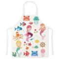 Cute mermaid print kitchen apron waterproof cooking bib for women home baking cleaning use - Style F