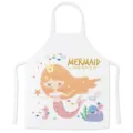 Cute mermaid print kitchen apron, white sleeveless cooking baking bib apron for home use. - Style G
