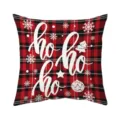 Christmas red and black buffalo plaid throw pillow cover with white ho ho ho text design - Style B (Single-Sided Print) / 45x45cm