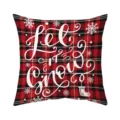 Christmas red and black buffalo plaid throw pillow cover with let it snow holiday design. - Style C (Single-Sided Print) / 45x45cm