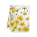 Absaugendes Kuechenhandtuch mit Aquarell Sonnenblumen und Bienen Motiv fuer die Dekoration. - 40x60cm / Stil A