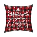 Christmas red black plaid throw pillow cover, festive holiday decorative cushion case detail. - Style D (Single-Sided Print) / 45x45cm