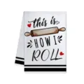Strofinaccio da cucina con slogan di cottura divertente matterello in cotone assorbente. - Stile A / 40x60cm