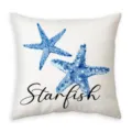 Fodera per cuscino stampa stella marina stile costiero, tessuto pesca per decorare. - Stile F Stampa Monolaterale / Federa 45x45 cm (pelle di pesco)