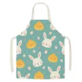Easter printed kitchen apron, cute rabbit and chick pattern, anti-fouling linen fabric cooking bib. - Easter-6