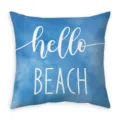 Federa per cuscino blu stile costiero con stampa hello beach per decorazione divano. - Stile E Stampa Monolaterale / Federa 45x45 cm (pelle di pesco)