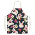 Easter cute bunny floral kitchen apron, linen fabric anti-fouling cooking bib for home use. - Easter-8
