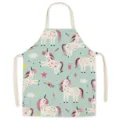 Delantal de cocina con estampado de unicornio verde menta, babero de chef elegante para hogar. - Talla Única / Unicornio 01