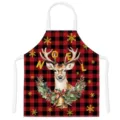 Christmas buffalo plaid deer apron kitchen cooking bib holiday decorative anti-stain apron - Kids One Size / Style A