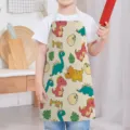 Kids cartoon dinosaur print cooking apron home kitchen anti-stain sleeveless apron - Kids One Size / Letter B