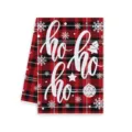 Kerst rood zwart geruite keukendoek met mooie sneeuwvlokken en feestelijke tekstprint. - Stijl E