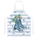 Christmas watercolor ice skates kitchen apron, holiday sleeveless cooking bib and apron. - Style E