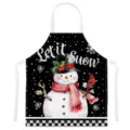 Christmas snowman kitchen apron, black holiday cooking apron with snowman design. - Style E