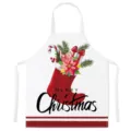 Christmas themed kitchen apron, white sleeveless cooking bib with festive red stocking design. - Kids One Size / Style D
