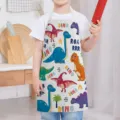 Kids cartoon dinosaur apron kitchen cooking baking bib apron waterproof anti-fouling - Kids One Size / Letter C