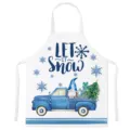 Christmas kitchen apron with blue truck and gnome, festive holiday cooking bib for home use. - Style G