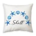Federa per cuscino in velluto stile costiero con stampa di stella marina blu e conchiglie. - Stile B Stampa Monolaterale / Federa 45x45 cm (pelle di pesco)