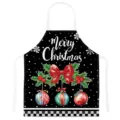 Christmas kitchen apron with festive red bow and baubles, durable cooking bib for holiday. - Kids One Size / Style A