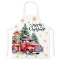 Christmas apron festive red truck kitchen cooking bib waterproof cotton fabric holiday gift - One Size / Style K