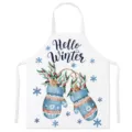 Winter Christmas Apron Blue Mittens Pattern Kitchen Cooking Bib Holiday Cotton Apron - Kids One Size / Style A