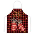 Christmas red and black buffalo plaid apron with winter gloves gingerbread man pattern. - Kids One Size / Style B