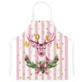 Christmas deer apron pink striped kitchen cooking bib with gold NOEL glitter for home baking - Style E