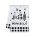 Panno da cucina natalizio con motivo a quadri bianco e nero per decorare la festa. - 40x60cm / Lettera C
