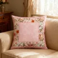 Pink floral throw pillow cover vintage pastoral style flannel cushion case for home sofa decor - 40x40 (Double-Sided Cushion Cover) / Warm Pink Floral Patchwork (Double-Sided Pattern)