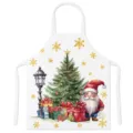 Christmas apron with cute gnome and tree print, kitchen cooking anti-stain fabric bib style. - Kids One Size / Style C