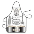 Französische Vintage Küchenschürze mit schwarz weißen Streifen und Eiffelturm Druck Kochen. - Einheitsgröße / Pariser Turm 2