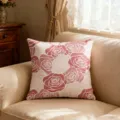 Pink floral velvet throw pillow cover detail, cozy pastoral style rose cushion for home decor. - 40x40 (Double-Sided Cushion Cover) / Gradient Rose (Double-Sided Pattern)