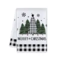 Asciugamano da cucina natalizio con motivo albero a quadri tovagliolo festivo casa - 40x60cm / Lettera A