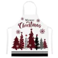Christmas kitchen apron with red black buffalo plaid trees, festive holiday cooking bib. - Kids One Size / Style D
