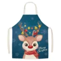Christmas reindeer cotton linen apron adult cute kitchen cooking bib anti-fouling - MisD007