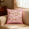 Pink floral throw pillowcase with double-sided vintage rose pattern for cozy home decor. - 45X45 (Double-sided Throw Pillowcase) / Pink Brown Rose (Double-Sided Pattern)