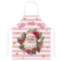 Christmas apron holiday kitchen cooking pink white striped Santa Claus bib adult - Style F