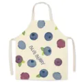 Leinenoptik ärmellose Küchenschürze mit süßem Blaubeer-Fruchtprint für Kinder und Erwachsene täglich. - Kinder Einheitsgröße / Blaubeere