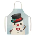 Cute Christmas Snowman Kitchen Apron Oil-Proof Linen-Like Festive Cooking Apron Home - MisD005