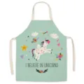 Delantal de cocina verde menta con bonito estampado de unicornio y tirantes ajustables. - Talla Única / Unicornio 02